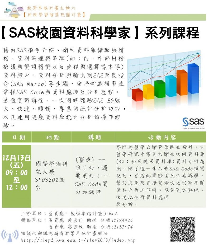 SAS Code實力加強班醫療--除了好還要更好