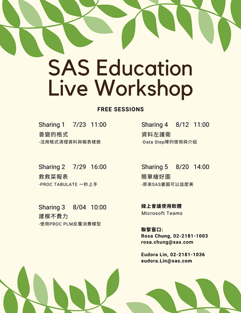 SAS Education Live Workshop